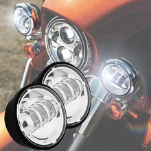 1 пара Chrome 4.5 дюймов LED прохождения светодиодные противотуманные Лампы для мотоциклов для Harley daviddson мотоциклы FLHTCU Ultra Classic Electra Glide