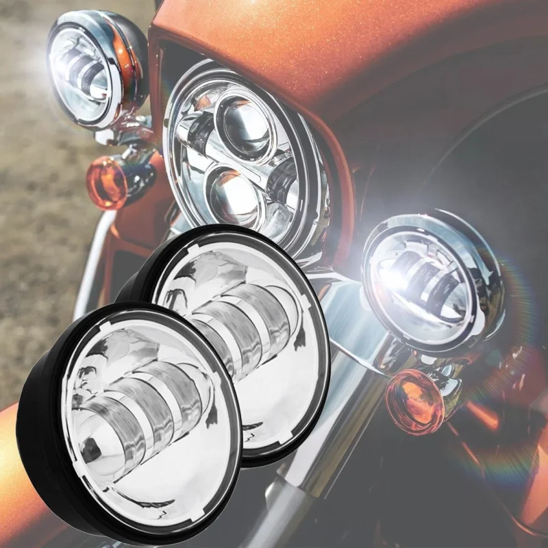 FADUIES 2PSC Chrome 4.5 inch LED Passing Light LED fog Lamps for Harley
