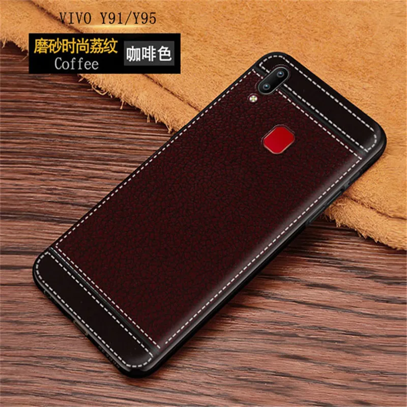 ДЛЯ Vivo Y95 Y91 чехол кожаная текстура мягкий ТПУ для телефона Y91i V1807 Y 95 91 i VivoY91
