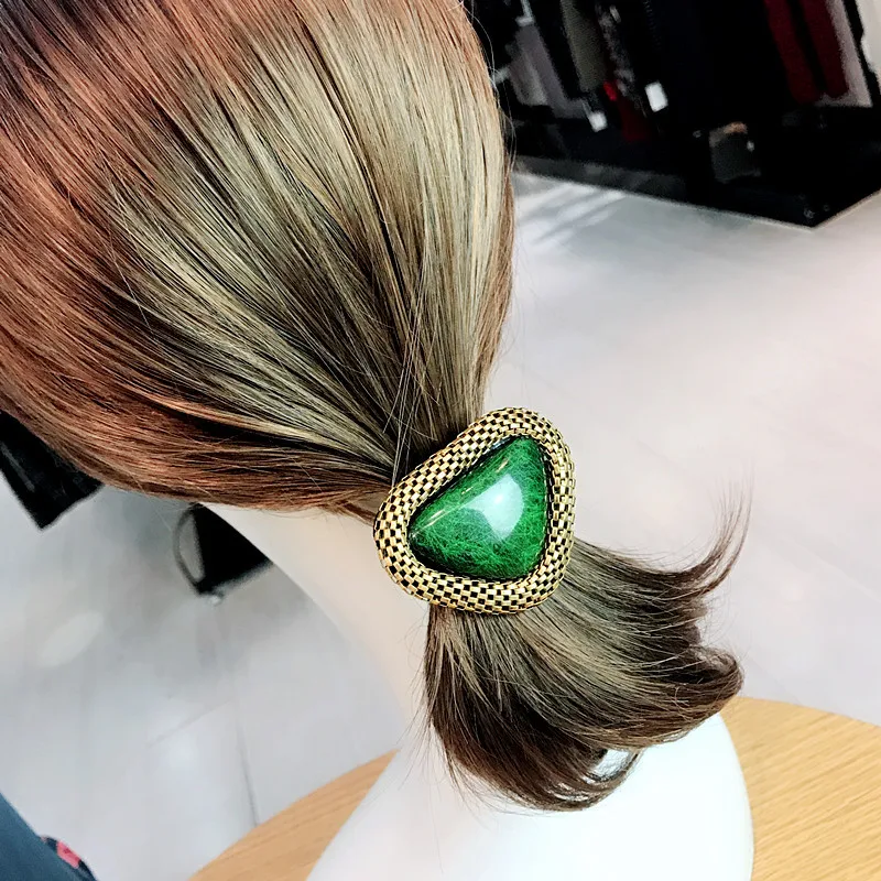 Triangle metal hair rope rubber band color retro hair ring head rope flowers chic elastic hair band fashion hair accessories gum