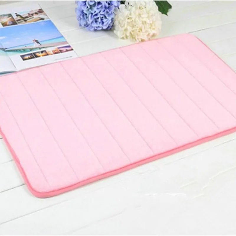 1 шт. утолщенный нескользящий коврик для ванной комнаты коралловый бархат половик из пены с эффектом памяти коврик водопоглощающий пол медленный отскок - Цвет: Baby Pink