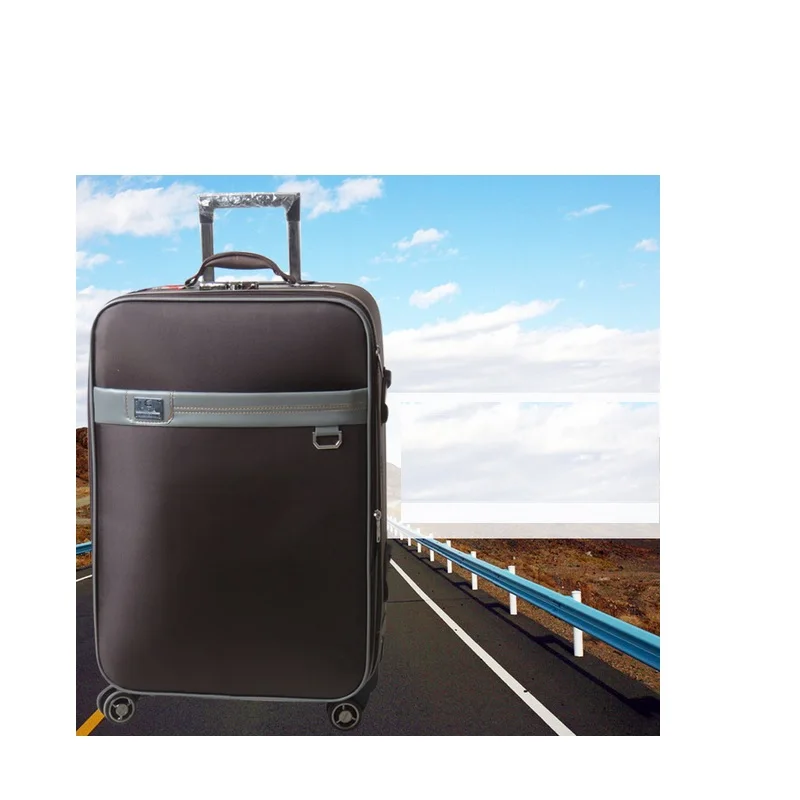 Винтажный чемодан для путешествий, чемодан на колесиках, сумка для женщин и мужчин, Оксфорд, водонепроницаемые деловые сумки на колесиках - Цвет: 24inch brown