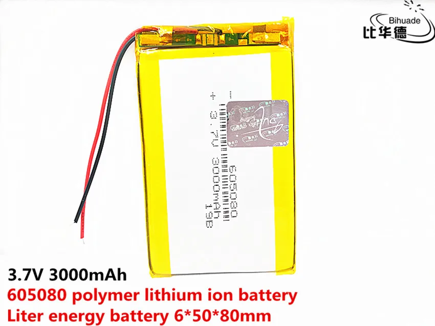 3.7V 3000mAh 605080 Lithium Polymer i ion Rechargeable Battery for Bluetooth speaker Air purifier handheld beauty instrument