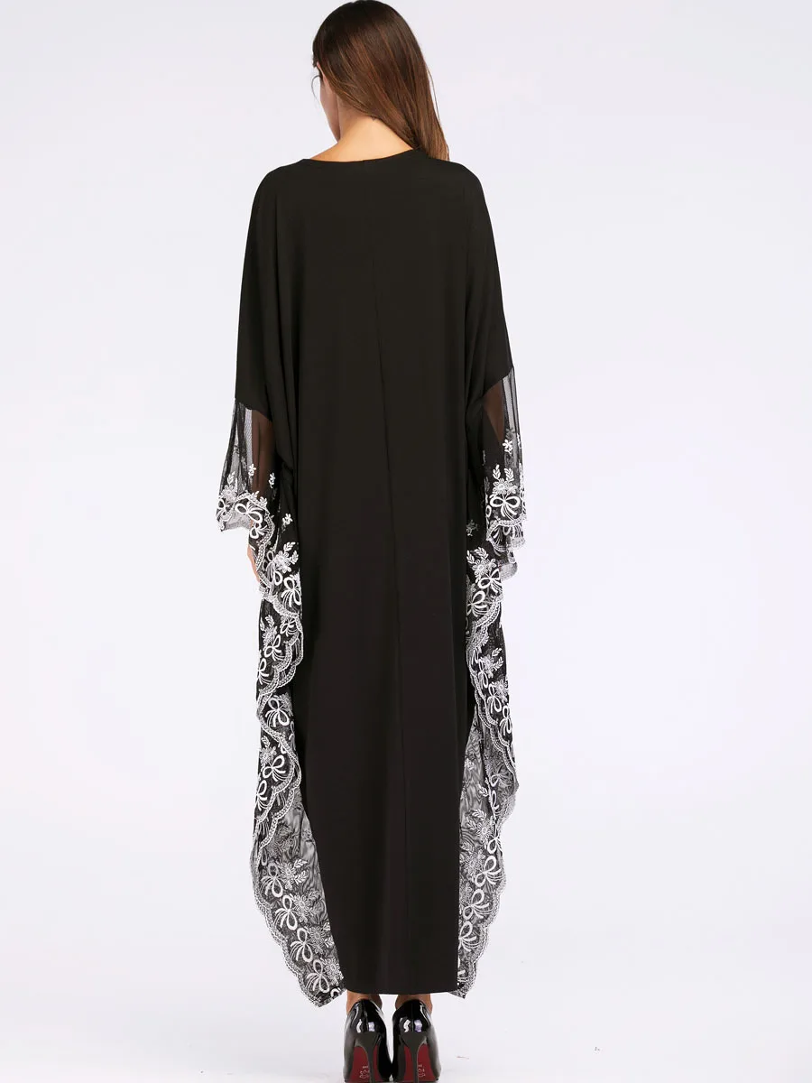 Мода взрослых кружево халат с вышивкой мусульманское платье Турецкий Дубай абаи мусульман арабский поклонение услуги VKDR1140