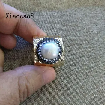 

5Pieces Open Gold Copper Ring with Nature Pearl Unisex Luxury Jewelry Trendy Wide Rings for Women Anillos Fashion Men Rings