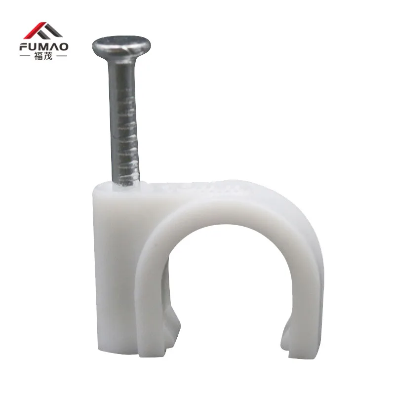 

FUMAO White Round Patch Cable Clip PE Plastic High Carbon Steel Nails U Shaped Electric Cable clips Wire Wall holder