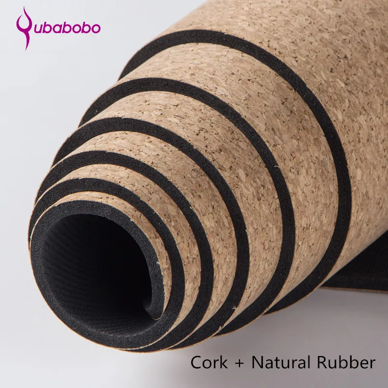 QUBABOBO 5 мм Нескользящие пробковые натуральные резиновые коврики для йоги для фитнеса, женские коврики для пилатеса, гимнастики, брендовые коврики для йоги, спортивные коврики