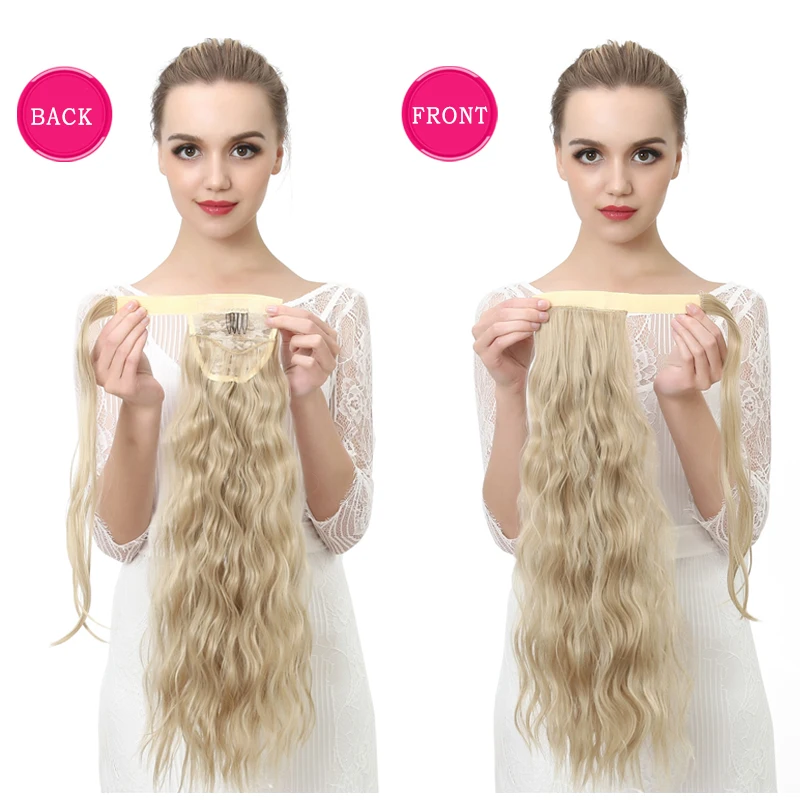 SARLA 22'' Kinky Straight Synthetic Ponytail Extensions Clip-in Pony Tail Natural Hair Extension Heat Resistant Hair Pieces P009