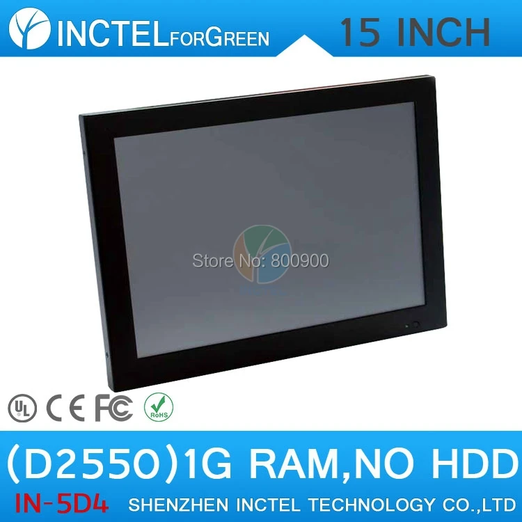 15 inch All in One LED Panel PC Computers with touchscreen 2mm ultra-thin panel Atom D2550 Dual Core 1.86Ghz 1G RAM only