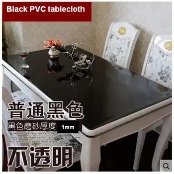 

PVC black cloth plastic tablecloth soft matte texture glass table cloth