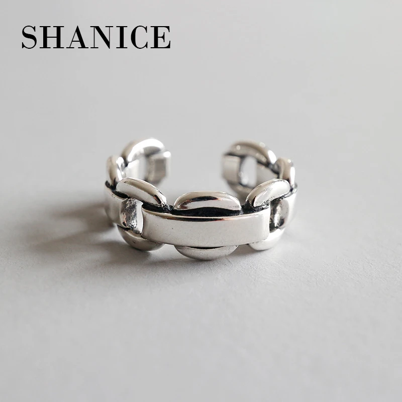 

SHANICE Vintage 925 Sterling Silver Opening Rings Heavy Work Do the Old Twisted Chain Models Fashion Joker Thai Silver Ring