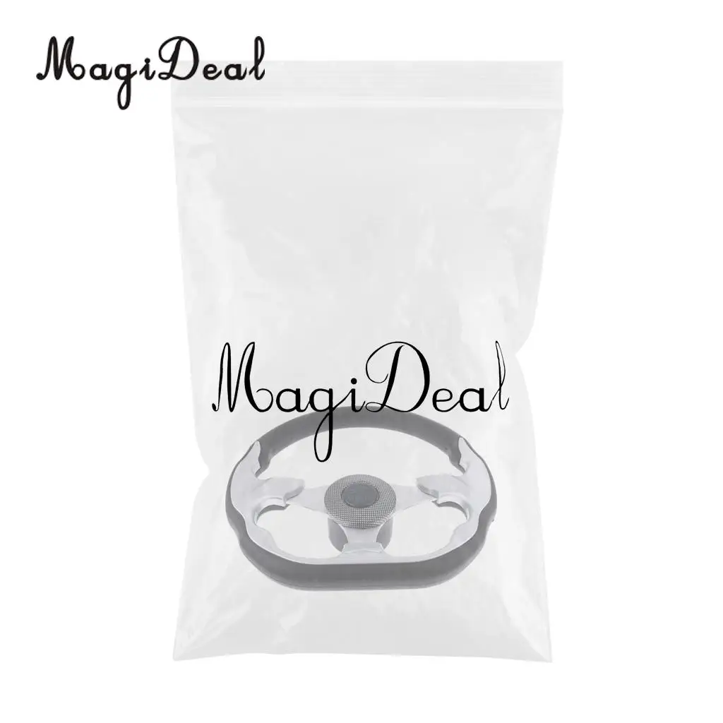 MagiDeal 310mm Aluminum Alloy D Shape Marine Boat Steering Wheel 3/4' Key Way Tapered for Canoe Kayak Fishing Boat Parts Accce