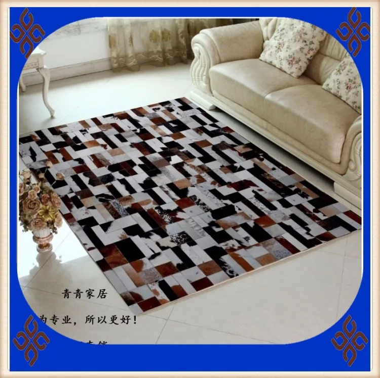 free shipping via DHL 100 natural genuine cow leather carpet