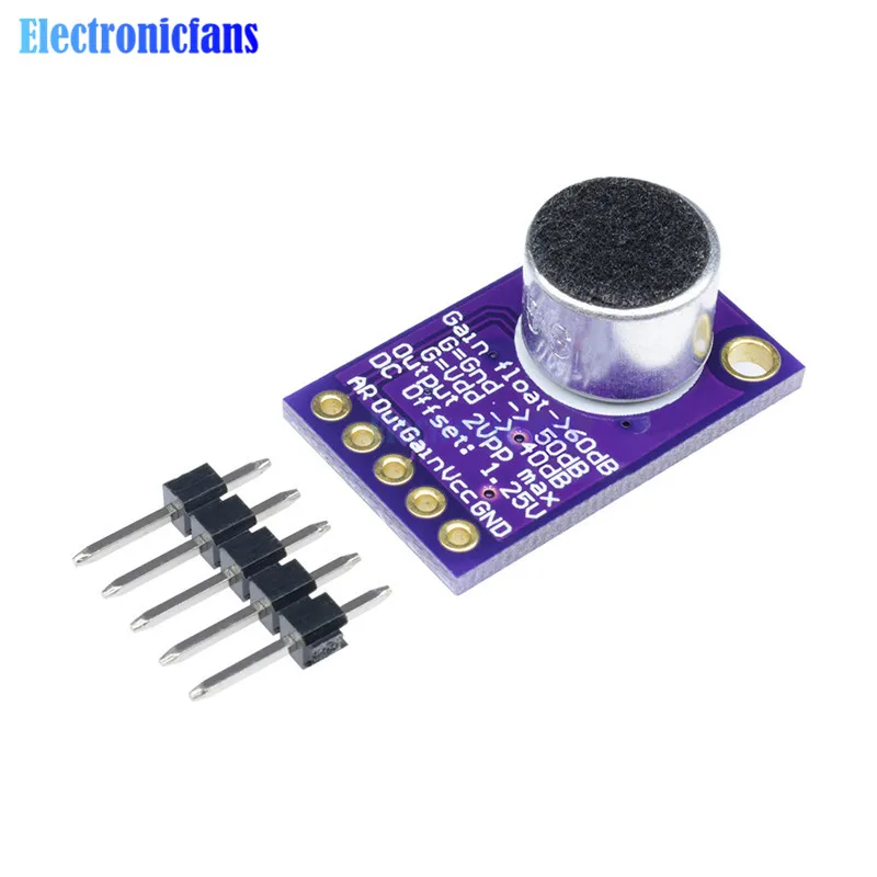 

MAX9814 Microphone AGC Amplifier Board Module Auto Gain Control Programmable Attack and Release Ratio CMA-4544PF-W for Arduino