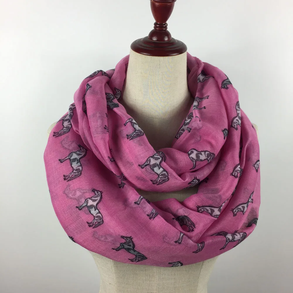 

2018 New Fashion viscose brand horse Infinity Scarf Animal loop Scarves shawl and hijab