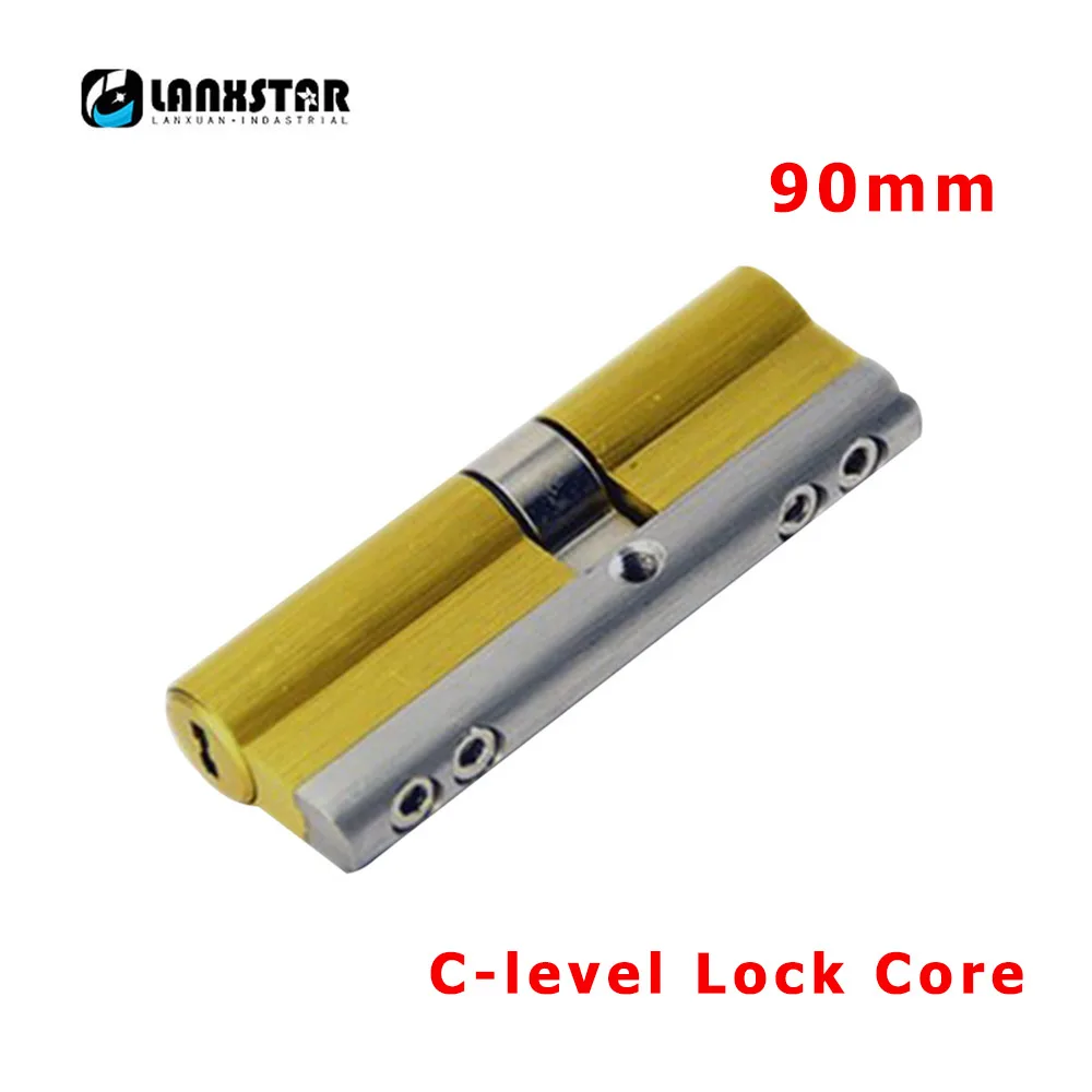  LANXSTAR 90mm Brass 304 Stainless Steel 8Keys Cylinder Anti-theft Door Lock C Grade Copper Lock Sec