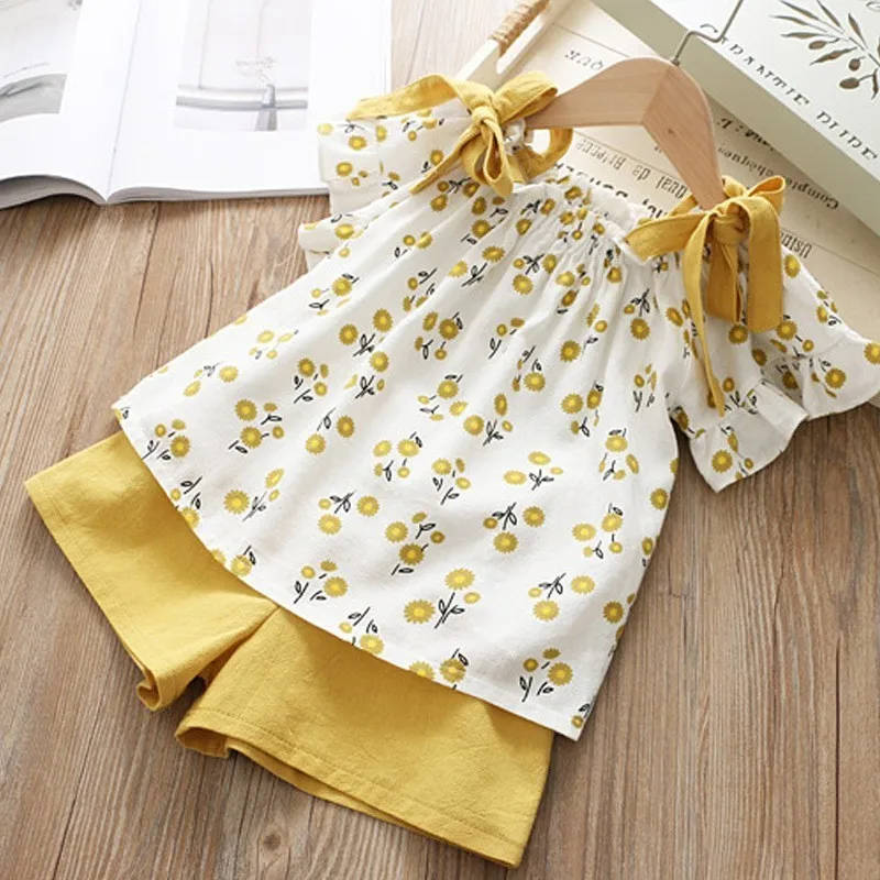 

Summer Girls Clothing Sets Cotton Vest Two-piece Short Sleeve Children Sets Casual Fashion Girls Clothes Suit Skirt 40
