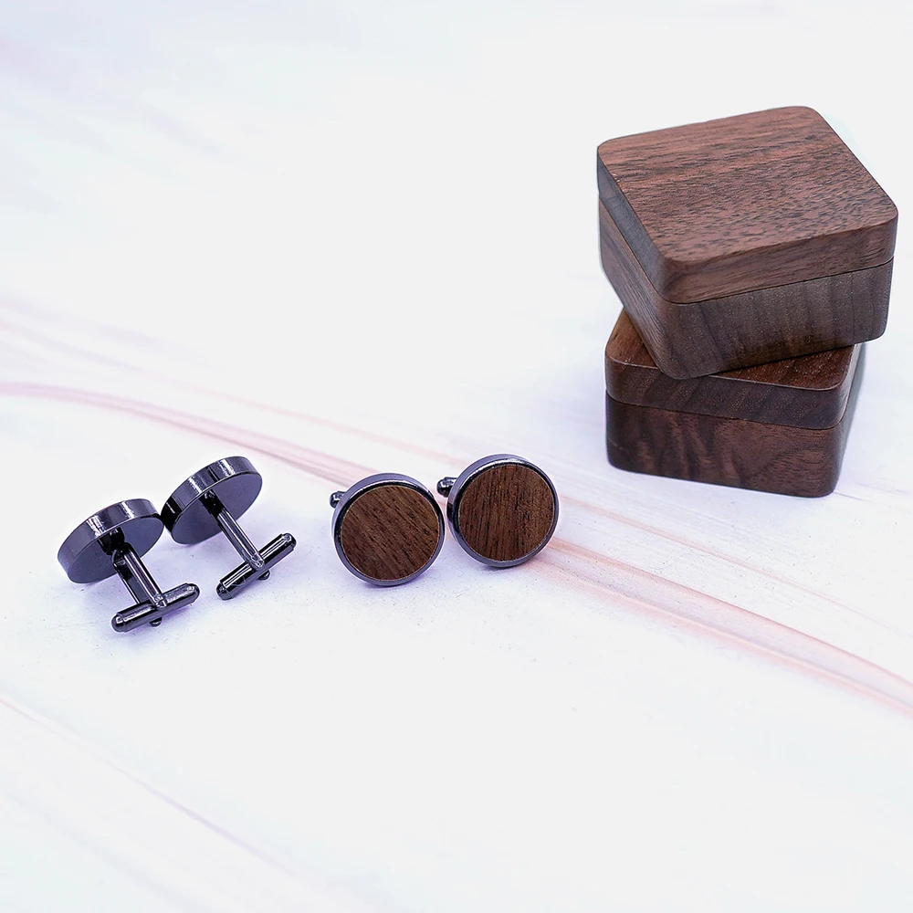 New 2019 Design Wood Cufflinks Wedding Groom Anchor Cufflink Shirt Cufflinks For Mens Casual Cuff Link Fashion Wood Gift box