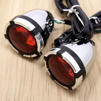 

Chrome Deuce/Bullet Rear Red Turn Signals&Burst Trim For Harley Softail Dyna 883 1200 Models