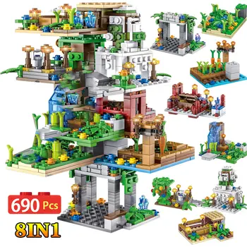 

690PCS Village Hanging Garden Building Blocks Tree House Figure 8 IN 1 Bricks Toys For Children