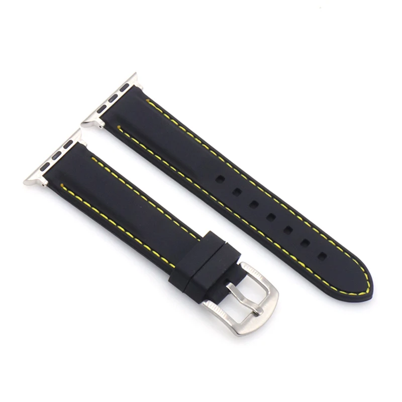 Силиконовый ремешок для мм часов Apple Watch 38 мм 42 мм красная линия для женщин для мужчин черный водостойкий резиновый браслет группа IWatch 1, 2, 3