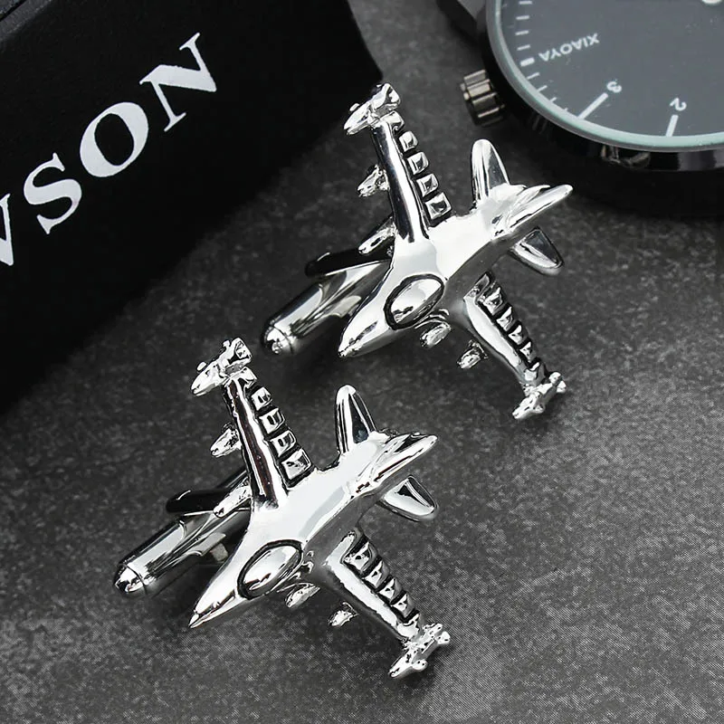 HAWSON Funny Rhodium Plane Cufflinks for Men Brand Novelty Fashion Cuff links Interesting Gift to Kids Free Shipping | Украшения и