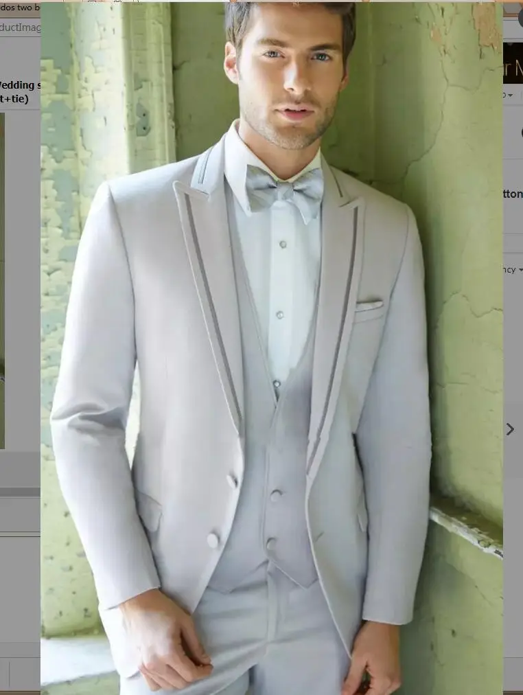 7398 20 De Réduction2017 Personnalisé Peaked Revers Hommes Costumes Gris Costumes De Mariage Pour Hommes Tuxedos Deux Boutons Costumes De Garçons
