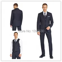 Новое поступление темно-синий шерсть 3 предмета в комплекте(куртка+ Штаны+ жилет) две кнопки лацкан с тупым углом с шлицы зимняя куртка мужская