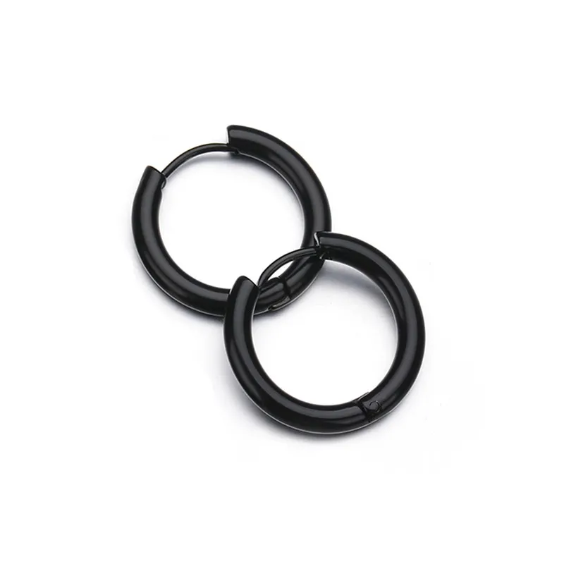 Новые серьги-кольца из нержавеющей стали в стиле панк золотого, черного, серебряного цвета 316L простые круглые серьги для пирсинга для женщин и мужчин