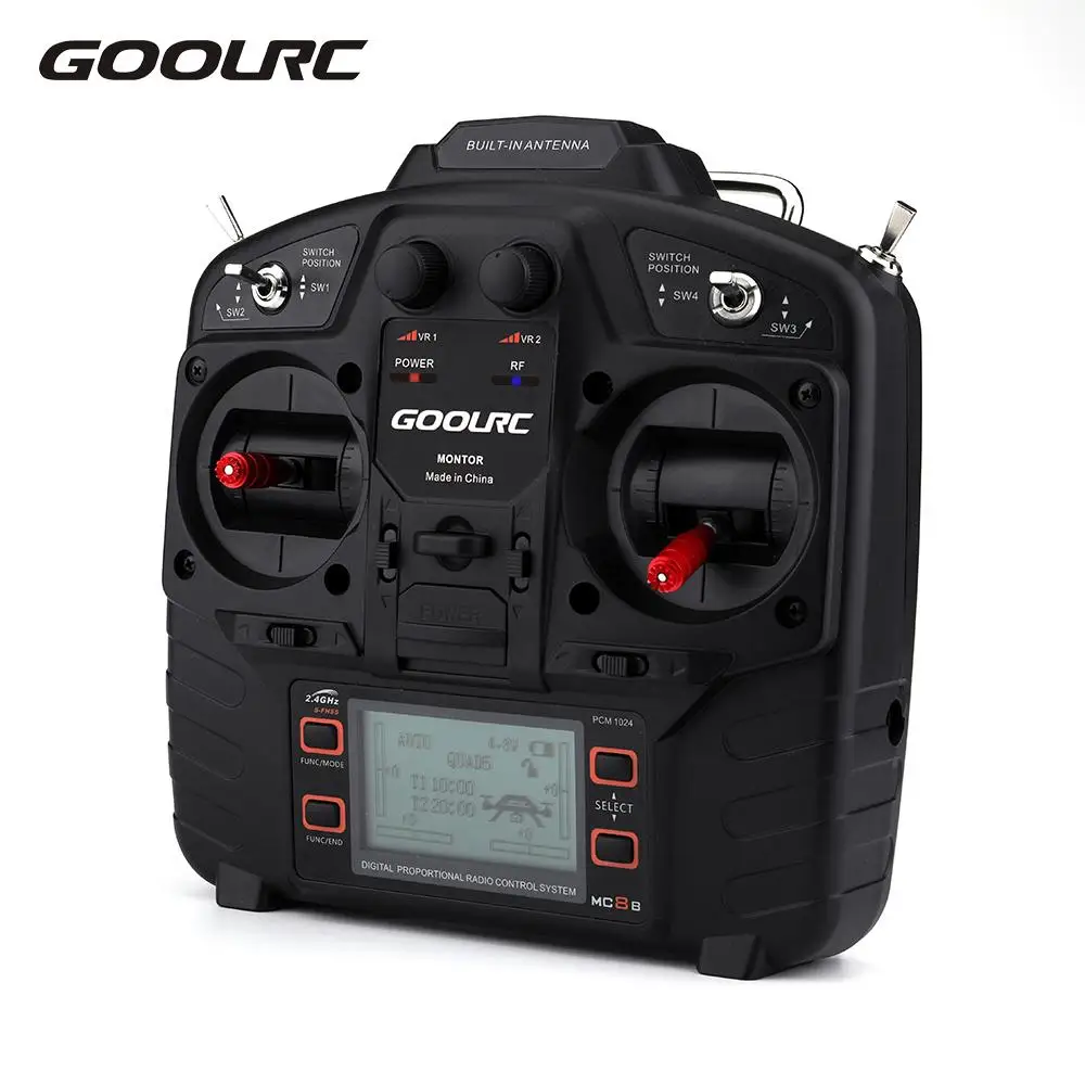 

GOOLRC MC8B 2.4G 8CH Remote Control Transmitter & MC8RE 8CH Receiver for RC Drone Aircraft Helicopter Multicopter Car Boat