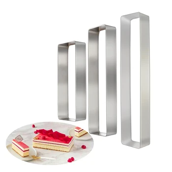 

3 Sizes Mini Rectangular Mousse Circle 12-20CM Puff Cake Biscuits Cutout Stainless Steel Non-stick Baking Cake Molds