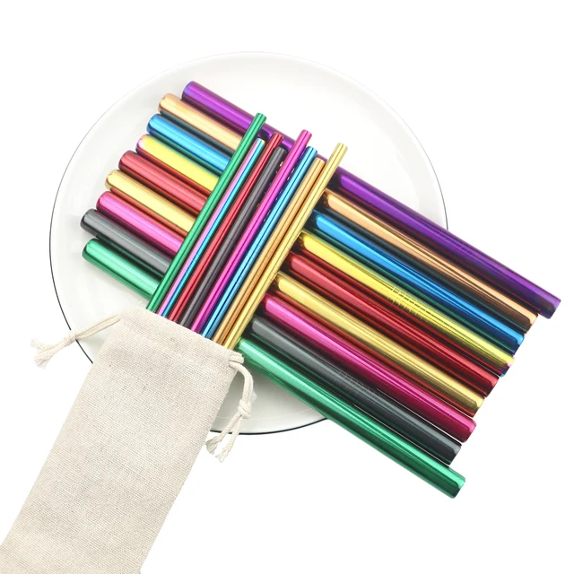 Pajitas de Metal reutilizables para beber, pajita recta doblada resistente de acero inoxidable 304 con cepillo de limpieza