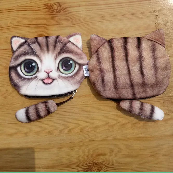 Кошелек для мелочи с кошкой и хвостом детский бумажник симпатичная сумочка
