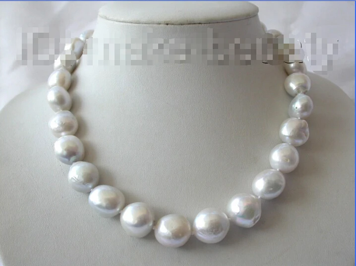 

shipping stunning big 16mm baroque white gray reborn keshi freshwater pearl necklace b601