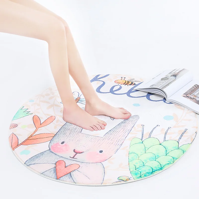 70cm 90cm Round Floor Mat Cartoon Pastoral Children Bedroom
