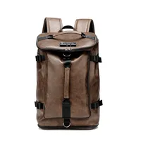 New Fashion Waterproof backpack Men Backpack Leather Bookbags Mens PU School Bags Male Functional bags big capacity Men Bag 1
