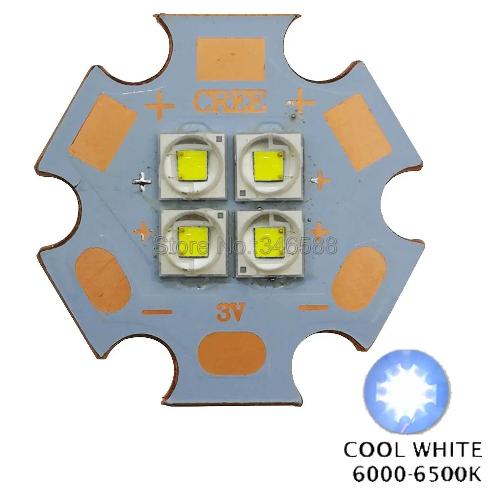 3 В/6 в/12 В Cree XPE2 XP-E2 4 чипа 4 светодиодный 12 Вт Холодный белый нейтральный белый теплый белый красный синий зеленый высокая мощность светодиодный излучатель 20 мм PCB - Испускаемый цвет: Cool White