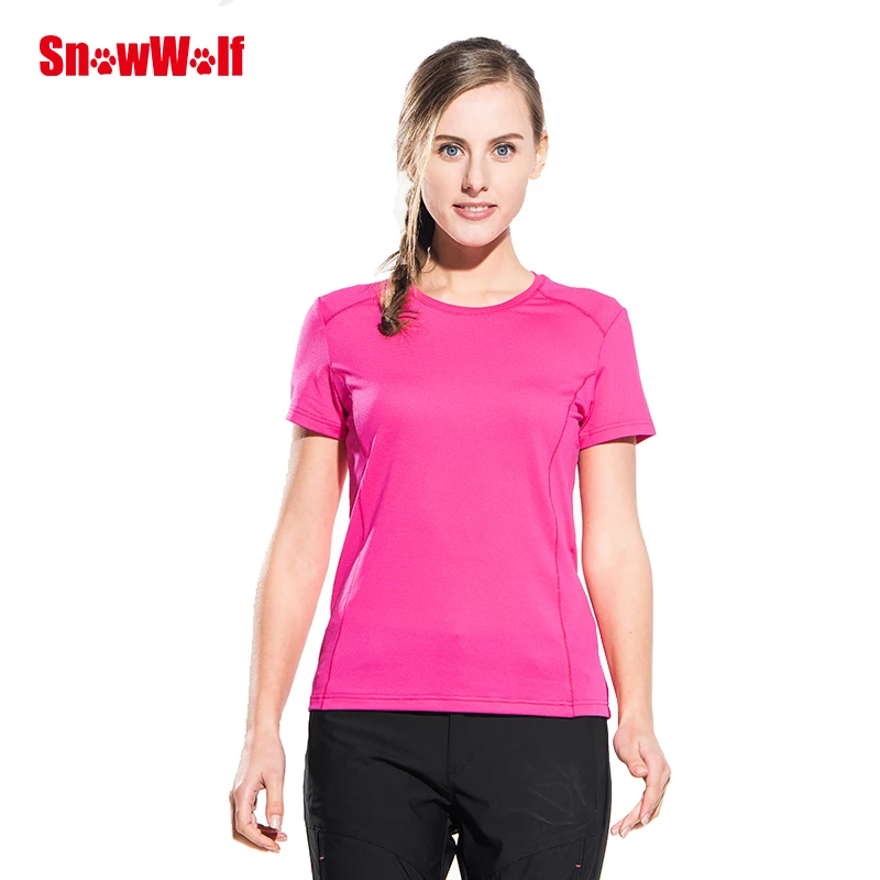 

SNOWWOLF Women Outdoor Quick Dry Breathable Stretch T-Shirt Woman Sport Shirt,Running Camping Exercises Short Sleeve Tops