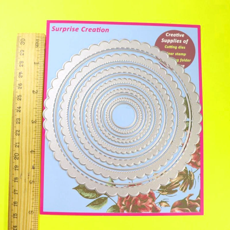 

12-Piece Cutting dies Piercing & Stitched Circles Cardmaking Scrapbook DIY Paper Crafting Metal Stencil