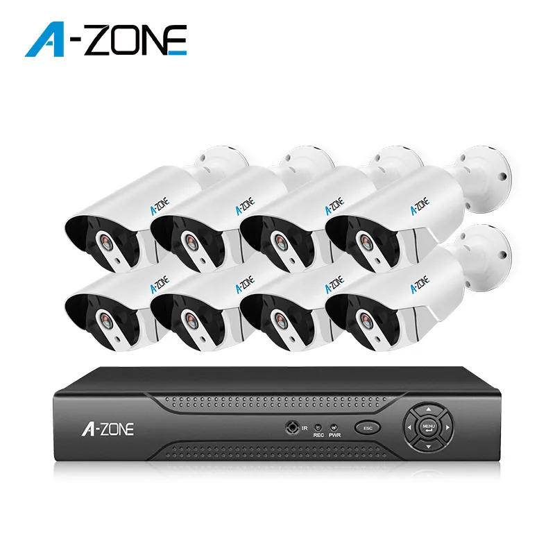 

A-ZONE 8CH CCTV System 1080P POE Network Video Security System 8PCS 2.0MP IP Camera 8CH NVR IP67 Outdoor Surveillance Kit