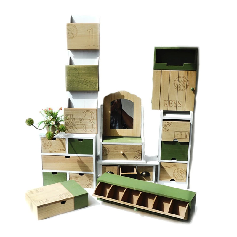 Деревянный стеллаж для хранения ключей, домашний декоративный органайзер, держатель для хранения мелочей, Подвесной Настенный Чехол для хранения, Зеленая Деревянная Полка
