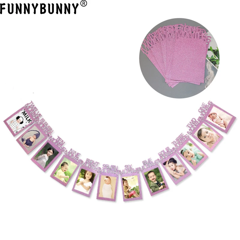 FUNNYBUNNY 12 месяцы фоторамка баннер для первого дня рождения украшения ребенка