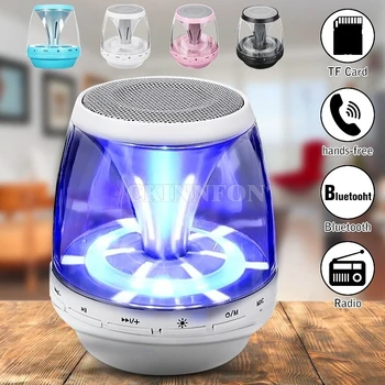 

50Pcs/Lot Mic Mini Portable LED Stereo Bluetooth 3.0 Speaker Boombox Bass Subwoofer Car Handsfree Receive Call TF FM USB Cable