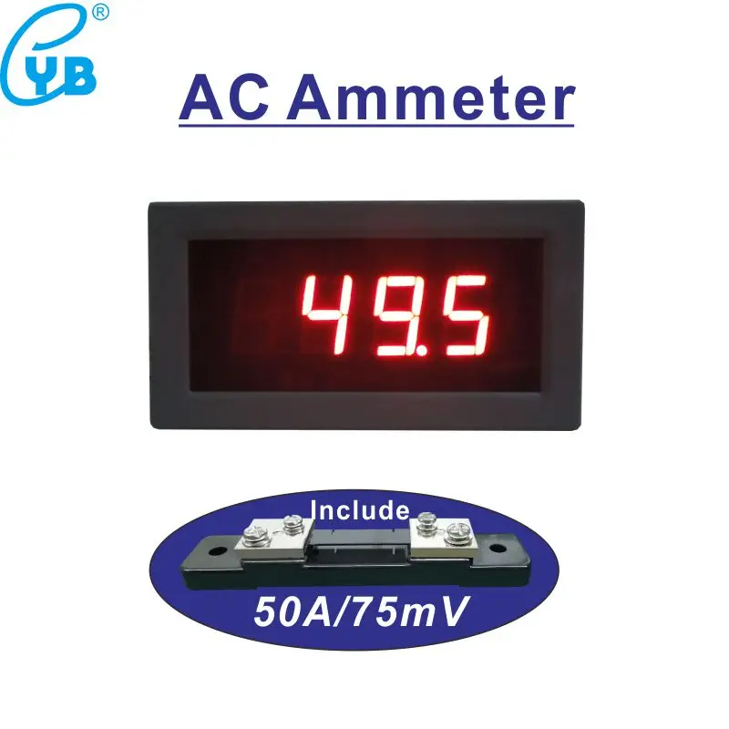 Current Meter Ac 50a With Shunt 75mv Led Digital Ammeter Current