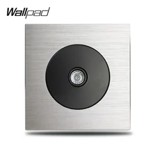 L6 серый одиночный ТВ Джек Розетка Серебряный сатин металлическая пластина матовый алюминий, 86*86 мм