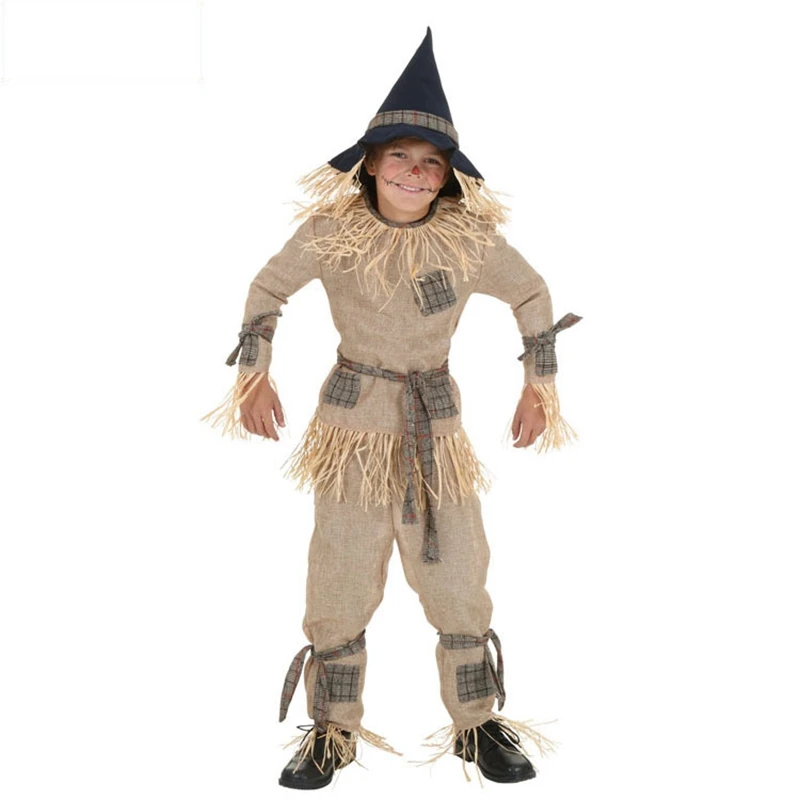 Новое представление на Хэллоуин костюмы пугало Косплей волшебник OZ вечерние для взрослых детей Карнавальный костюм со шляпой