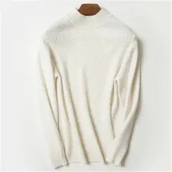100% кашемир половина высокий воротник твил вязать для мужчин модные однотонные свободные H-straight пуловер свитер 3 цвета S-2XL
