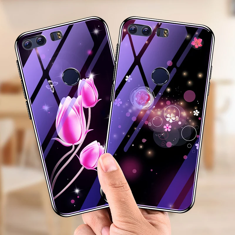 

Tempered Glass Phone Case For Huawei Honor 8X Case Soft Edge Plated Cover For Huawei Honor 8 Honor8X Honor8 Cover Coque Bumper