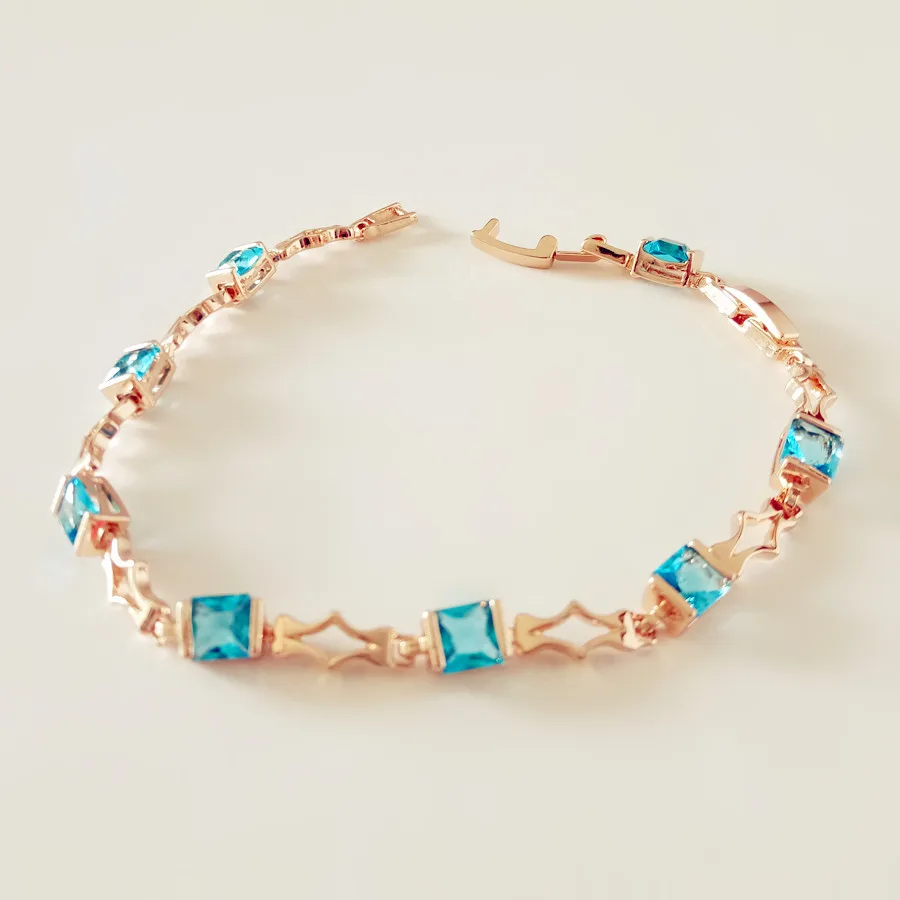 

Bracelet Femme Light Blue Stone Women Jewelry Bohemia Style Gold Color 585 Jewelry Fashion