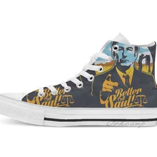 Лучше звоните Солу Высокие парусиновые туфли на плоской подошве; повседневная обувь на заказ; Прямая